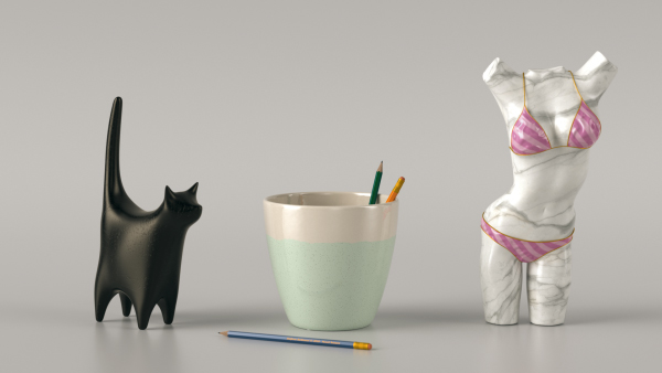 Cat, vase & body